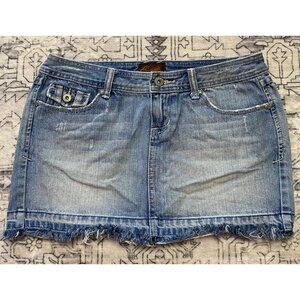 Aeropostale Vintage Y2K 2000's Denim Mini Skirt Size 3/4 Womens Frayed Hem